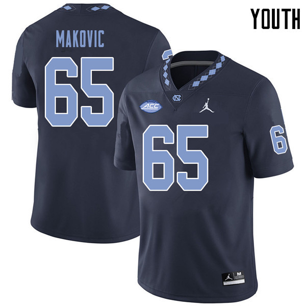 Jordan Brand Youth #65 Nick Makovic North Carolina Tar Heels College Football Jerseys Sale-Navy
